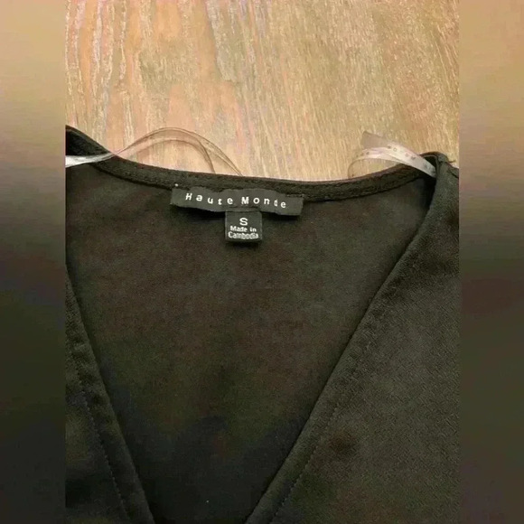 Haute Monde Wide Leg Belted Jumpsuit Crossbody Short Sleeve Black Small - Picture 4 of 4